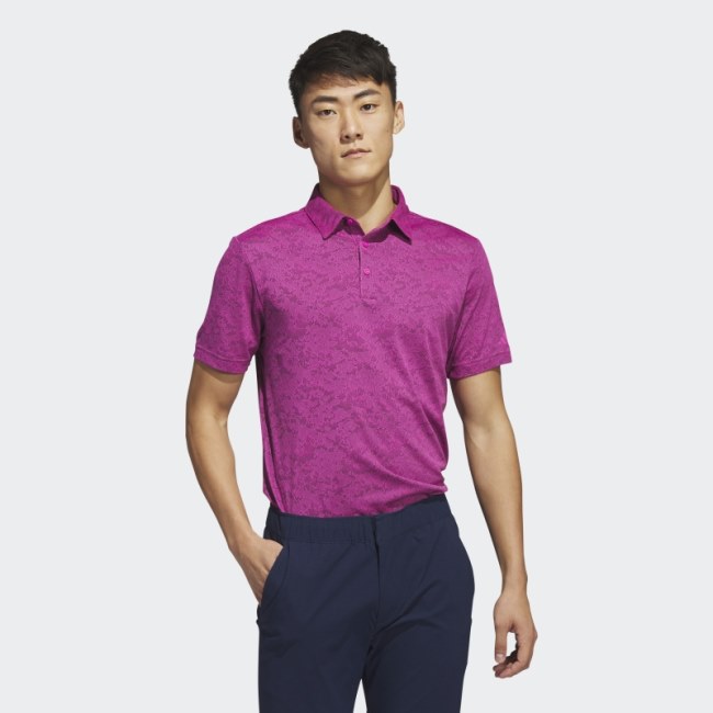 Adidas Fuchsia Textured Jacquard Golf Polo Shirt