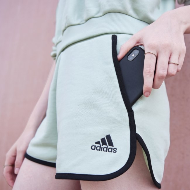 Adidas Green French Terry High-Rise Shorts