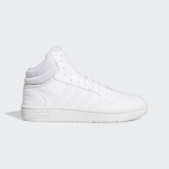 Adidas White Hoops 3.0 Mid Classic Shoes