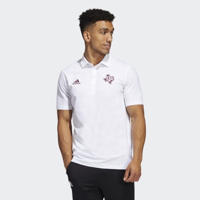 Adidas White Aggies Stadium Coaches' Polo Shirt