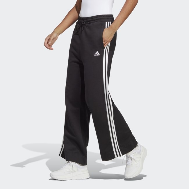 Adidas Essentials 3-Stripes French Terry Wide Joggers Black