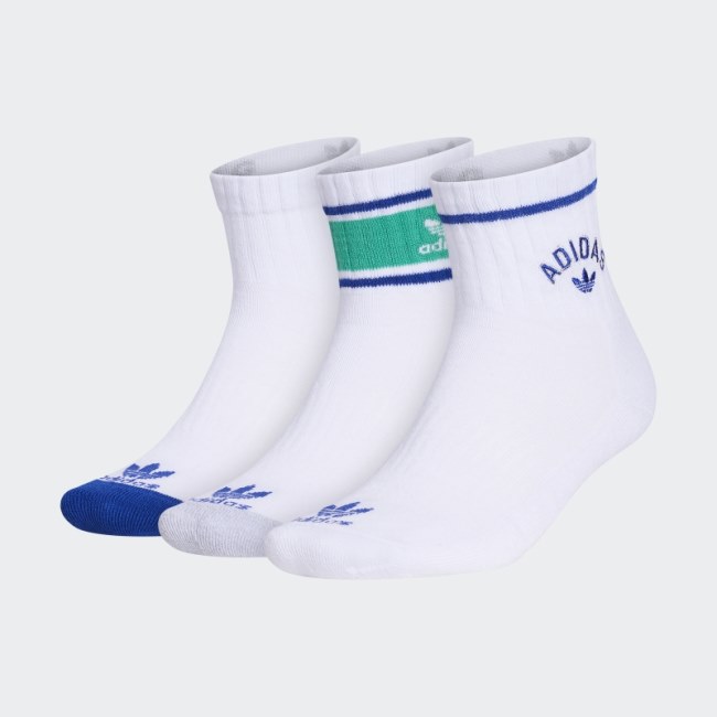 White Adidas New Prep Quarter Socks 3 Pairs