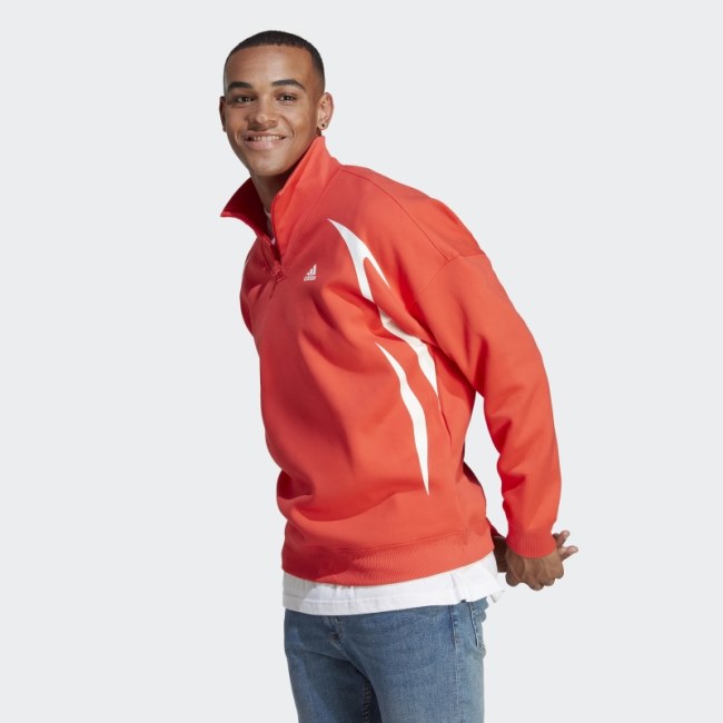 Adidas Colorblock Quarter Zip Sweatshirt Red