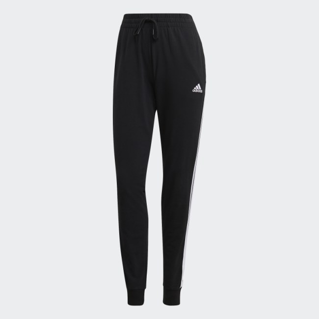 Black Essentials Single Jersey 3-Stripes Pants Adidas