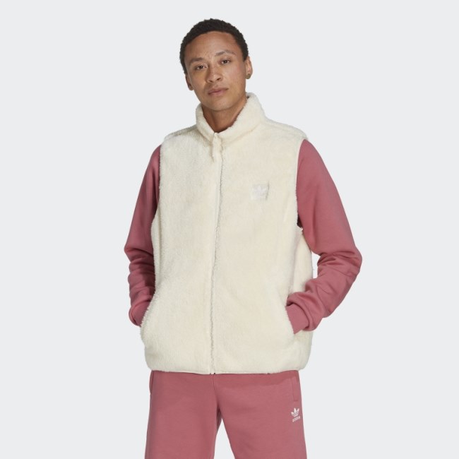 Adidas White Essentials+ Fluffy Fleece Reversible Vest