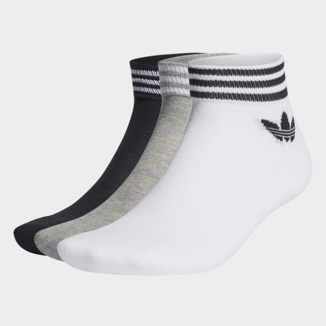 Adidas TREFOIL ANKLE SOCKS - 3 PAIRS Medium Grey