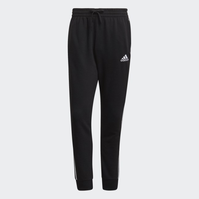 Essentials French Terry Tapered Cuff 3-Stripes Pants Adidas Black