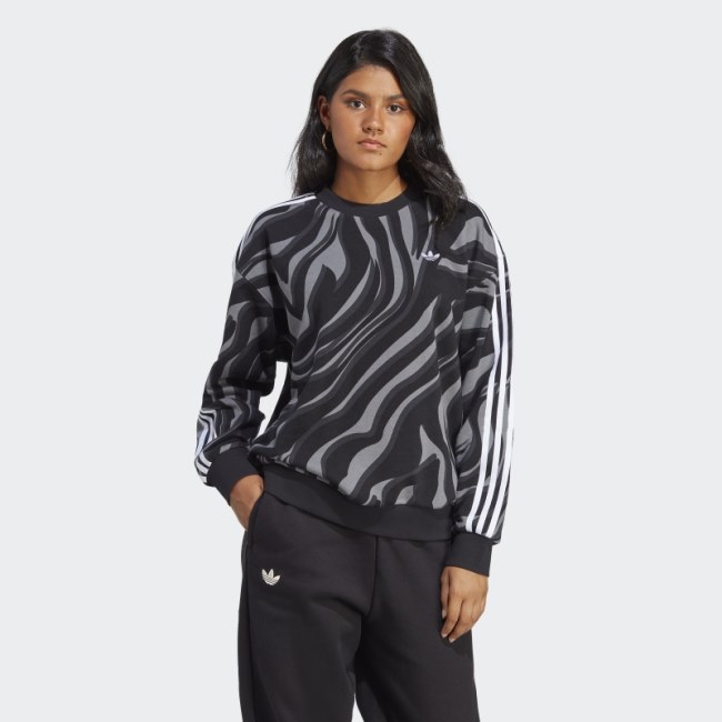 Abstract Allover Animal Print Sweatshirt Black Adidas