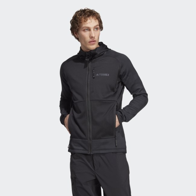 Adidas Terrex Tech Flooce Hooded Hiking Fleece Jacket Black
