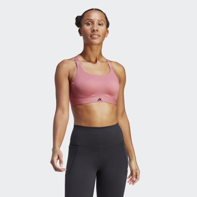 Tailored Impact Luxe Training High-Support Bra Pink Adidas
