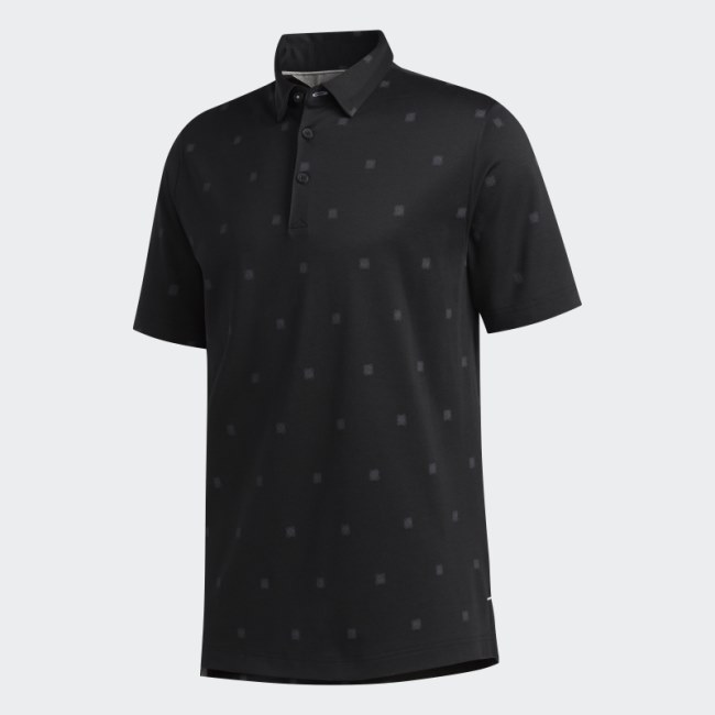 Adidas Black Adipure Etched-Print Polo Shirt