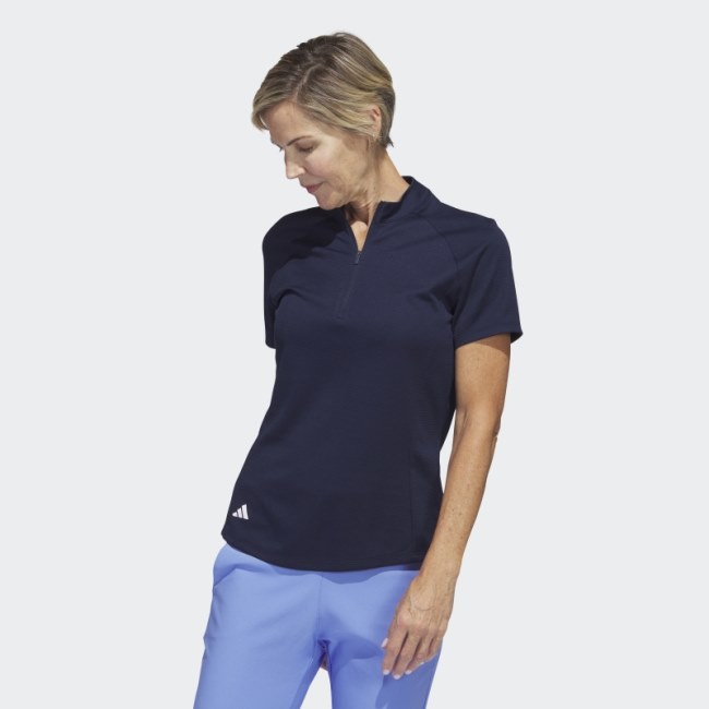 Navy Adidas Textured Golf Polo Shirt