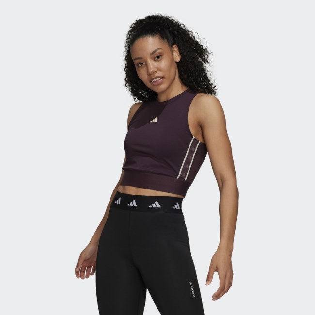 Techfit Training Crop Top With Branded Tape Maroon Adidas