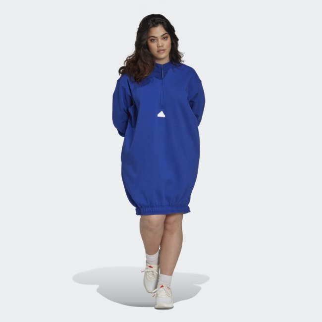 Adidas Half-Zip Sweater Dress (Plus Size) Blue