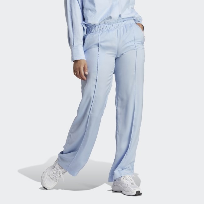 Premium Essentials Satin Trousers Blue Dawn Adidas