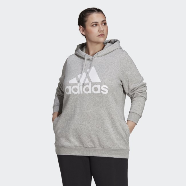 Essentials Logo Fleece Hoodie (Plus Size) Adidas Medium Grey