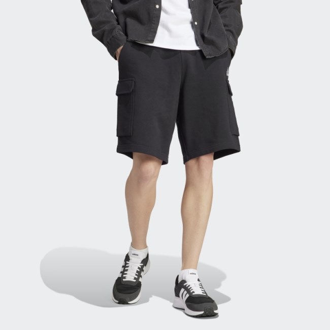 Black Essentials French Terry Cargo Shorts Adidas