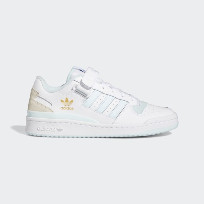 White/Blue Adidas Forum Low Shoes
