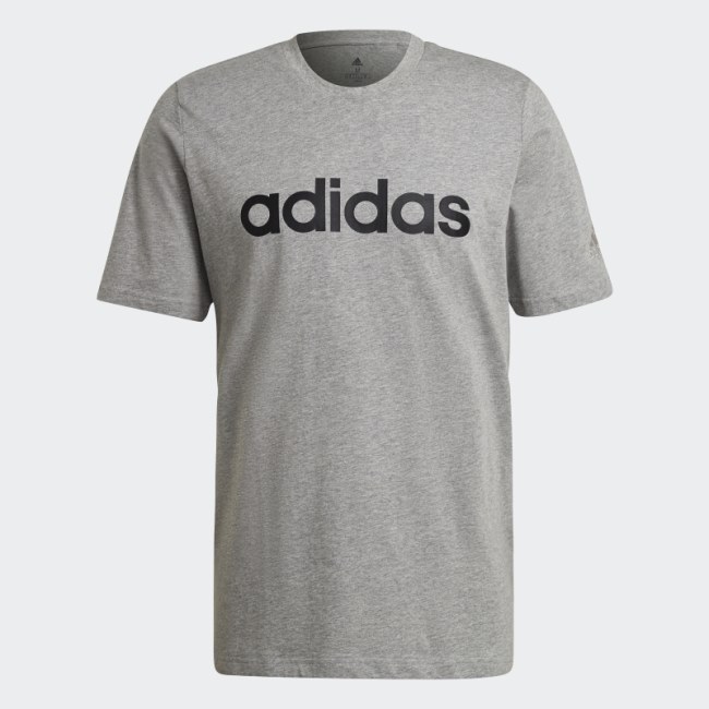 Medium Grey Essentials Linear Embroidered Logo Tee Adidas