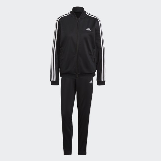 Adidas Black Essentials 3-Stripes Tracksuit