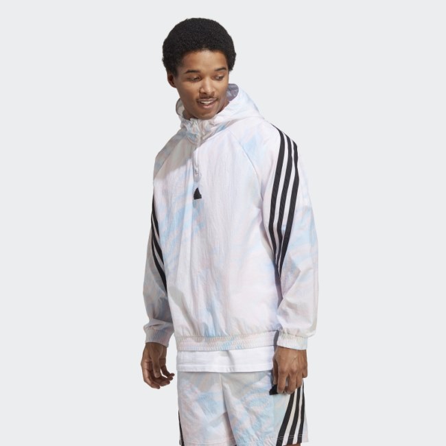 Adidas White Future Icons Allover Print Hoodie