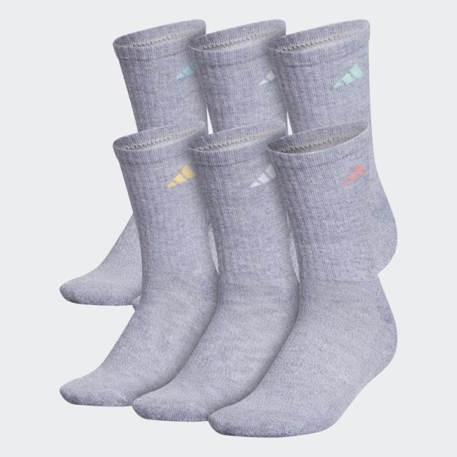 Medium Grey Athletic Crew Socks 6 Pairs Adidas