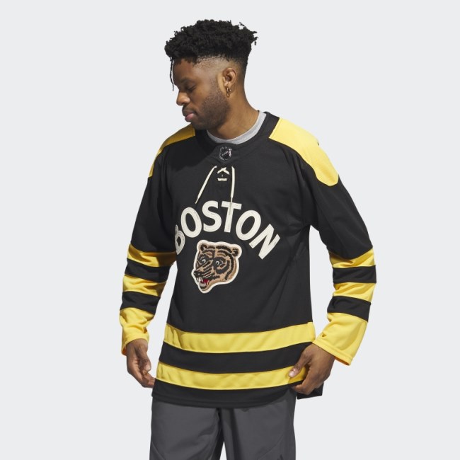 Black Bruins Authentic Winter Classic Wordmark Jersey Adidas