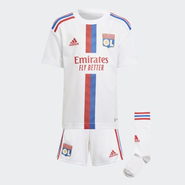 White Olympique Lyonnais 22/23 Home Mini Kit Adidas