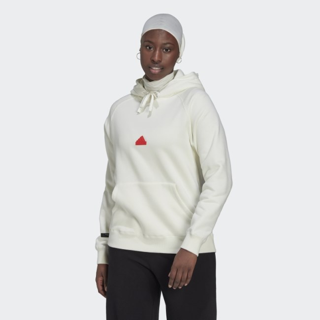 Adidas White Oversized Hooded Sweatshirt