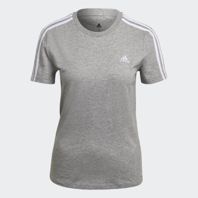 Adidas Essentials Slim 3-Stripes T-Shirt Medium Grey