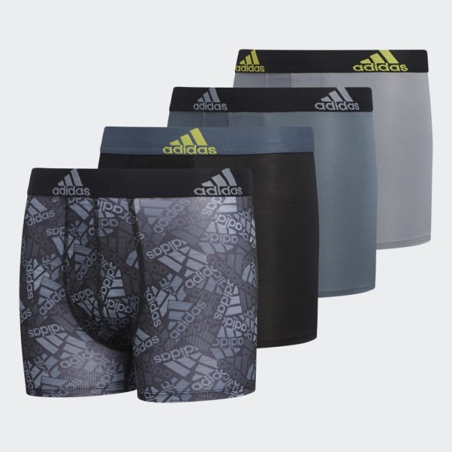 Fashion Black Sport Performance Graphic Boxer Briefs 4 Pairs Adidas