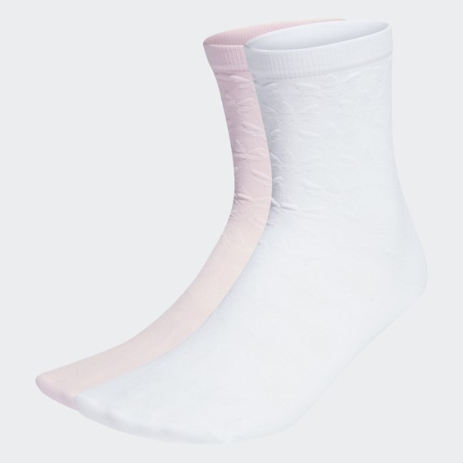 Jacquard Trefoil Crew Socks 2 Pairs Adidas White