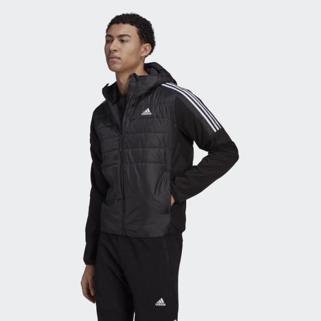 Adidas Black Essentials Insulated Hooded Hybrid Jacket