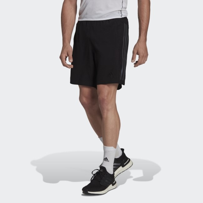 Adidas Black Run Icons Full Reflective 3-Stripes Shorts