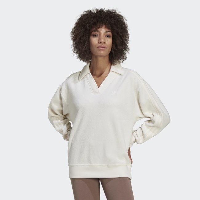 Premium V-Neck Terry Loop Sweatshirt White Adidas