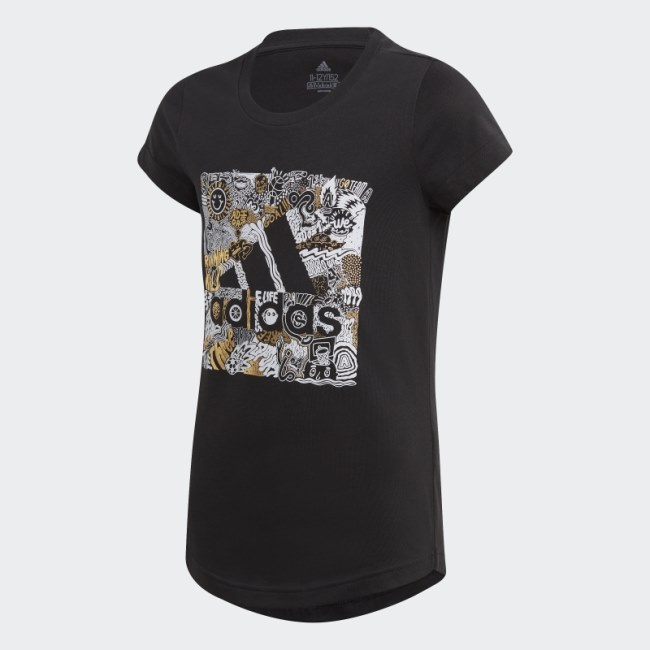 Black Adidas Must Haves Doodle Badge of Sport T-Shirt