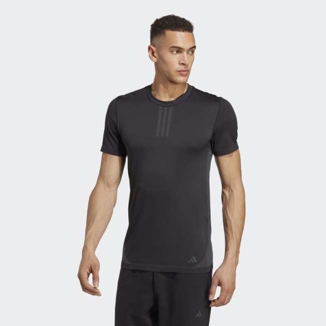 AEROKNIT Yoga Base Seamless Training T-Shirt Black Adidas