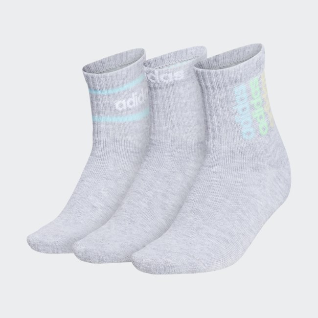 Light Grey WM SPT STRP 2 3PK High Quarter Socks Adidas