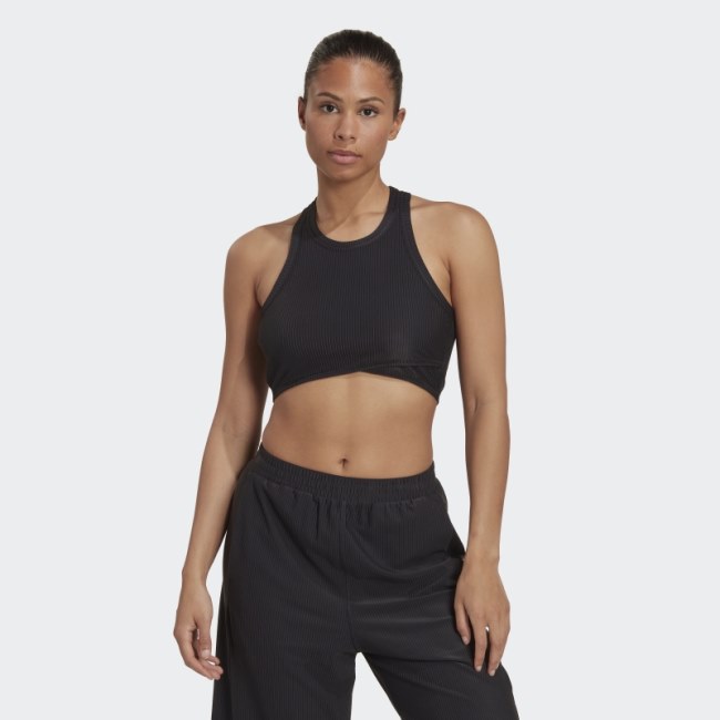 Adidas Black Yoga Studio Wrapped Rib Tank Top