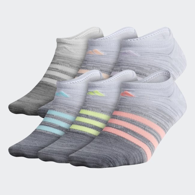 Medium Grey Adidas Superlite Multi-Space-Dyed No-Show Socks 6 Pairs