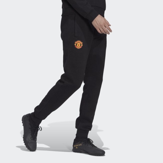 Black Manchester United Essentials Trefoil Tracksuit Bottoms Adidas