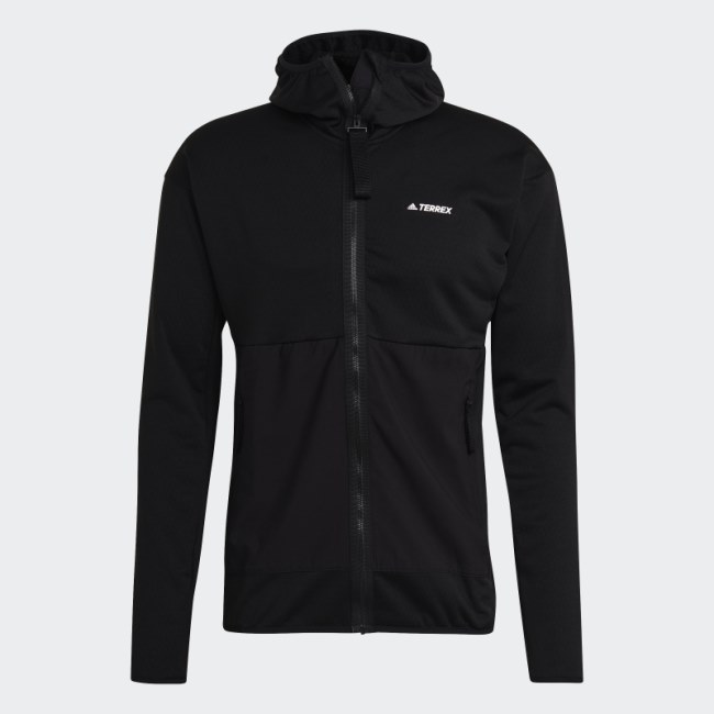 Black Adidas Terrex Tech Flooce Light Hooded Hiking Jacket