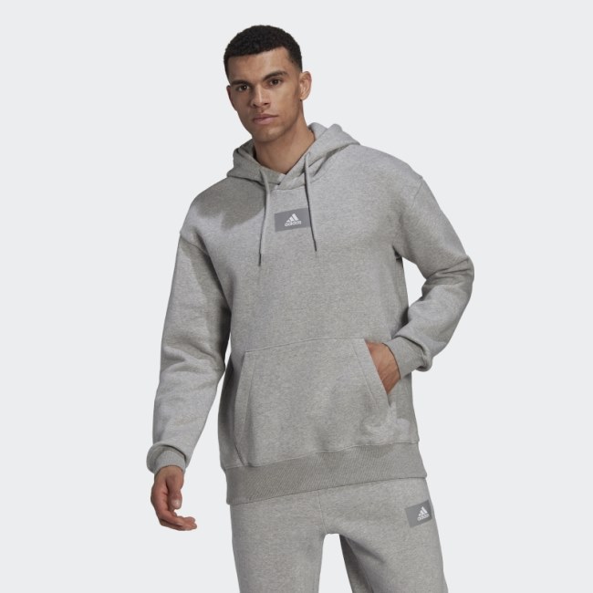 Essentials FeelVivid Cotton Fleece Drop Shoulder Hoodie Medium Grey Adidas