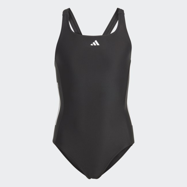 Black Adidas Cut 3-Stripes Swimsuit
