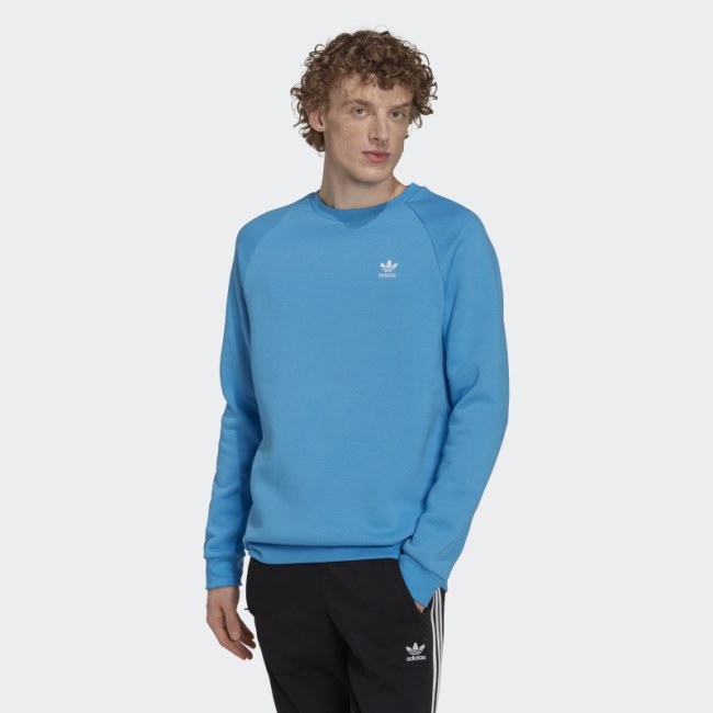Adidas Blue Adicolor Essentials Trefoil Crewneck Sweatshirt