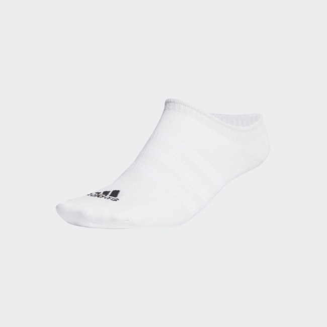 White Adidas Thin and Light No-Show Socks 3 Pairs