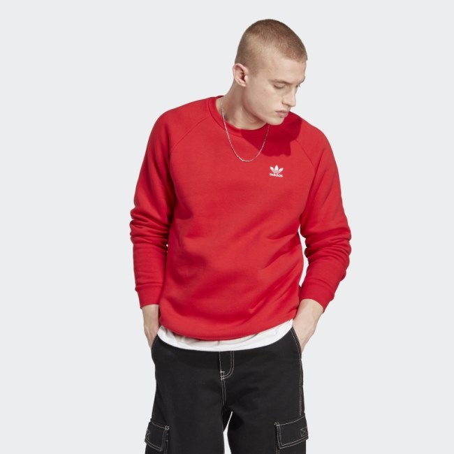 Scarlet Adidas Trefoil Essentials Crewneck Sweatshirt