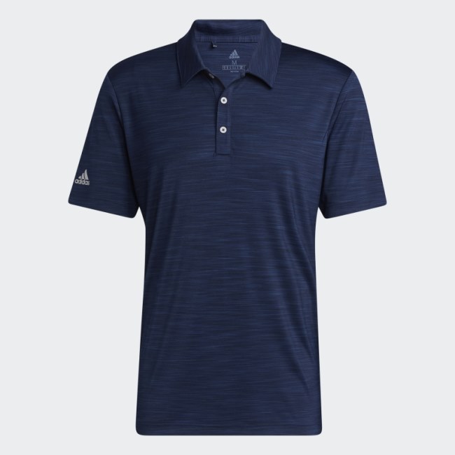 Navy Adidas Striated Polo Shirt