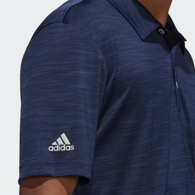 Navy Adidas Striated Polo Shirt