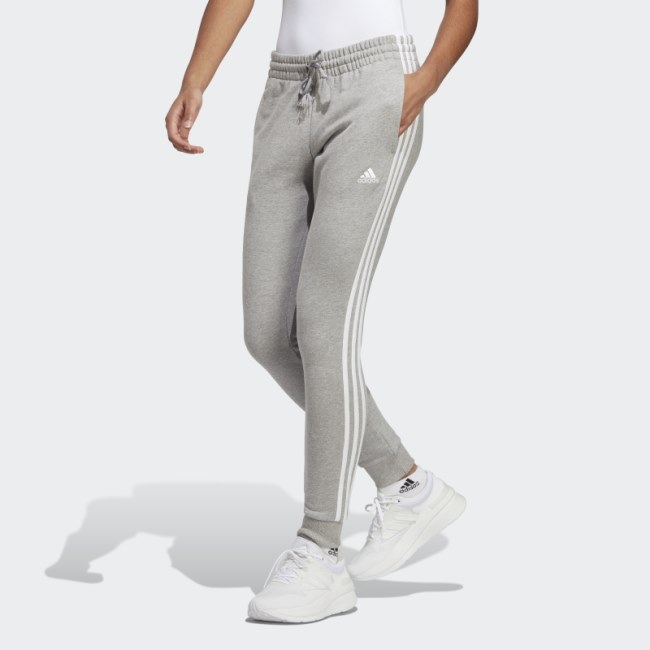 Medium Grey Adidas Essentials 3-Stripes French Terry Cuffed Pants